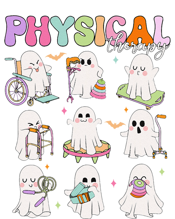 Physical Therapy Halloween Boo Ghost Spooky Season Dry Zone Grid Polo