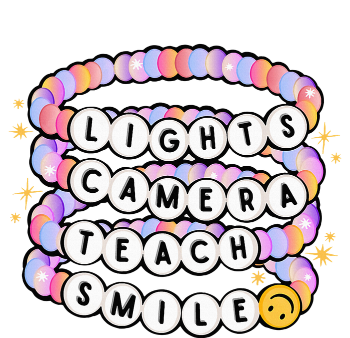 Lights Camera Teach Smile Charm Bracelet Back To School Tank Top