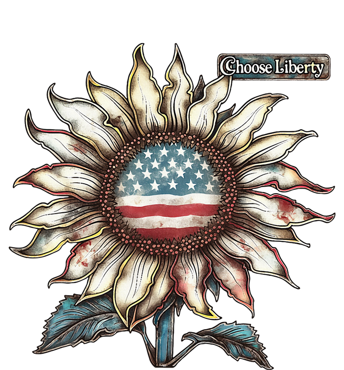 Choose Liberty Sunflower Patriotic Americana Freedom For All T-Shirt