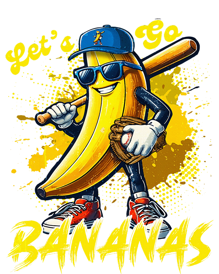 Lets Go Bananas Banana Playing Baseball Baseball Player Gift Ladies Long Sleeve Shirt