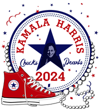 Kamala Harris 2024 Chucks And Pearls Comma La Cat T-Shirt