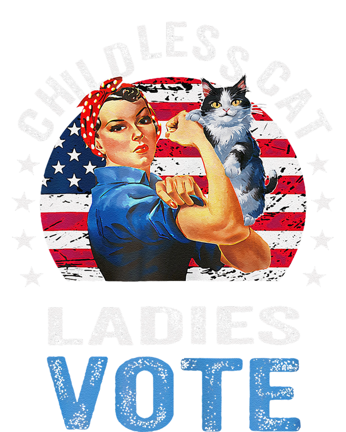 Childless Cat Ladies Vote Funny Vintage Rosie The Riveter V-Neck T-Shirt