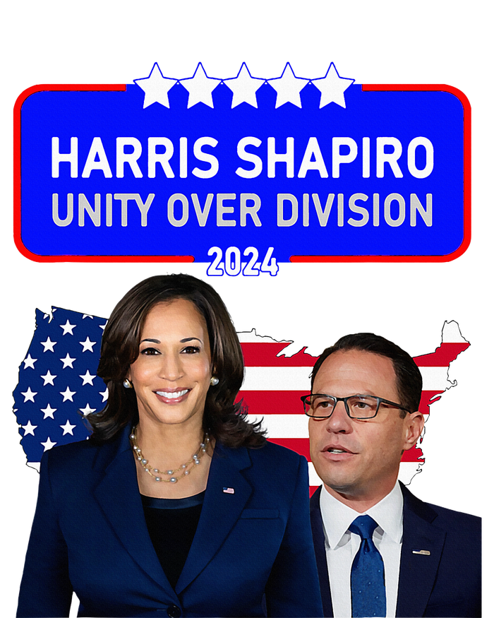 Harris Shapiro 2024! Unity Over Division! Kamala Harris 2024 Long Sleeve Pajama Set