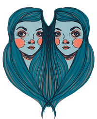 Big Eyes Sad Twin Drawing Retro Mod Blue Hair Kawaii Legacy Cool Fit Booney Bucket Hat