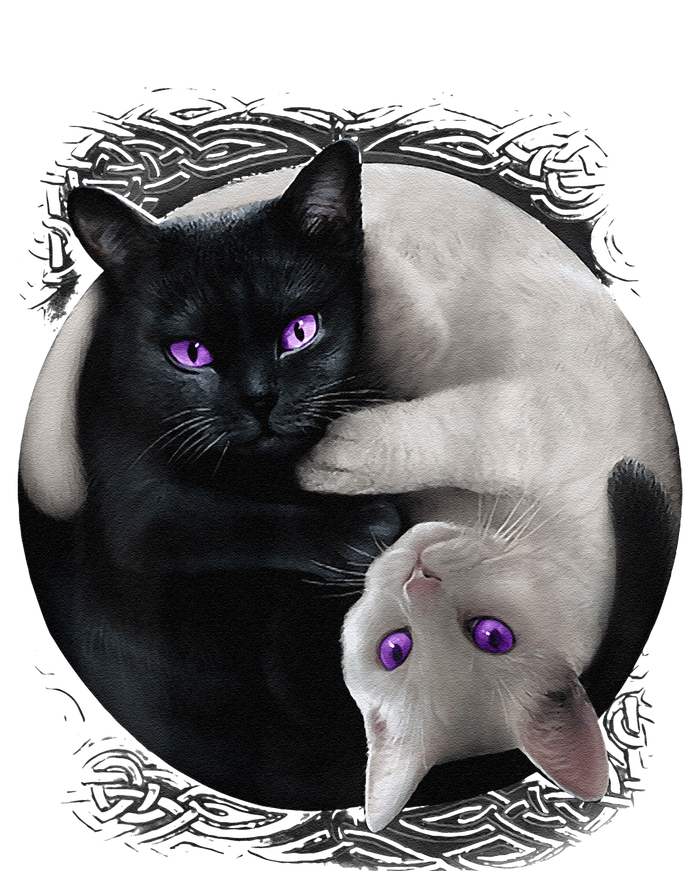 Yin And Yang Black Cat And White Cat Halloween For Mousepad