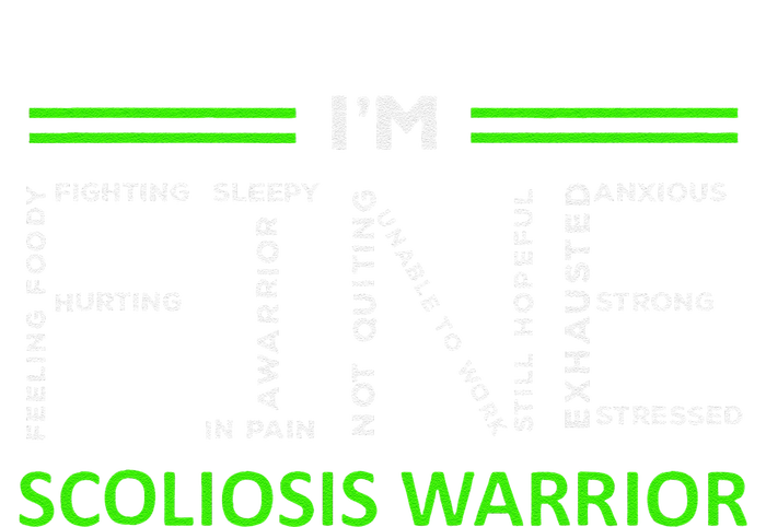 Scoliosis Awareness I´M Fine Green Ribbon Fighter Performance Long Sleeve Polo