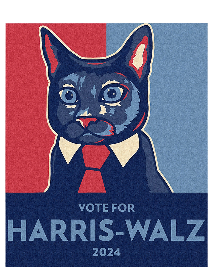 Vote For Harris Waltz 2024 Election Funny Cat T-Shirt