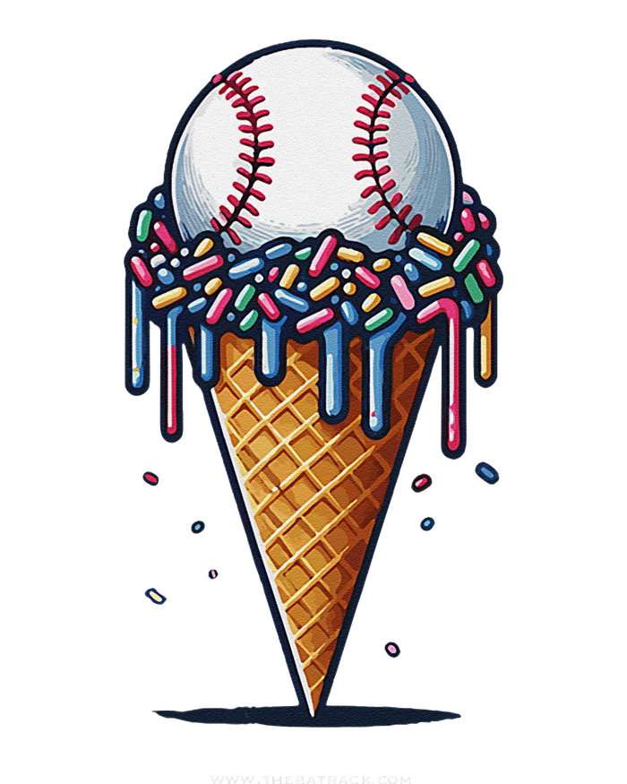 Baseball Drip Ice Cream Cone With Sprinkles Women's Perfect Tri Tunic Long Sleeve Shirt