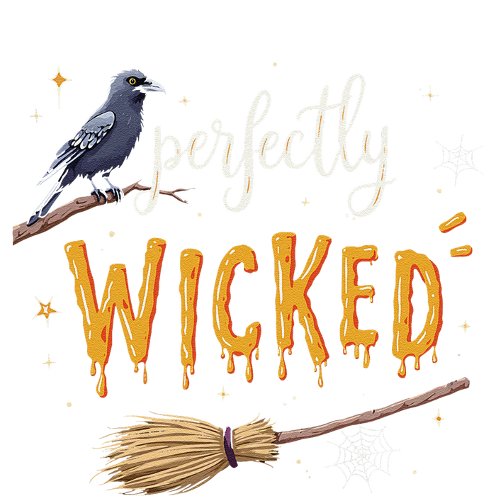 Perfectly Wicked Halloween Women Witchy Raven Broom T-Shirt