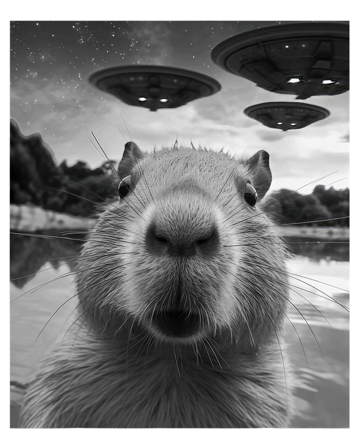 Funny Graphic Capybara Selfie With Ufos Weird Tall Fusion ChromaSoft Performance T-Shirt