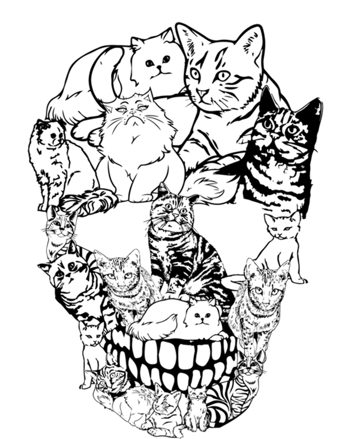 Cat Skull Cute Gift Scary Halloween Skeleton Cat Cute Gift T-Shirt