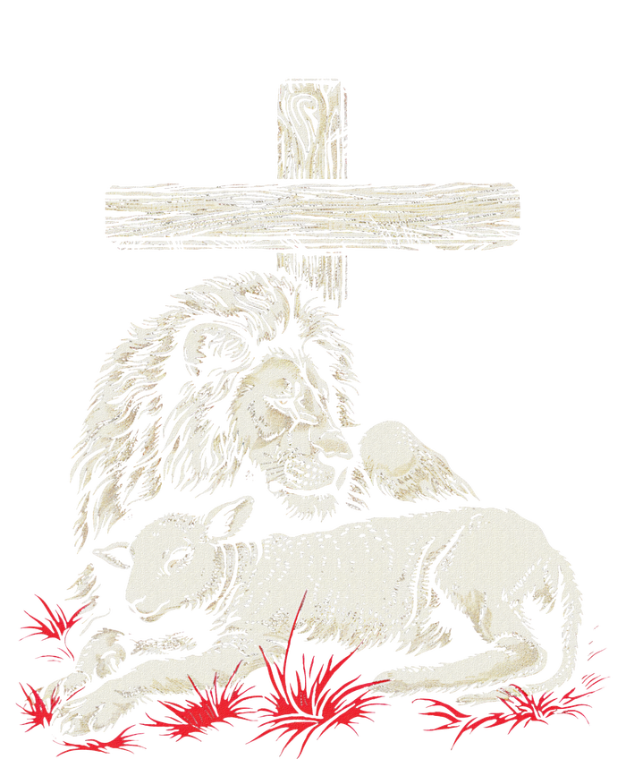 Christianity Lion Lamb Christian Cross T-Shirt