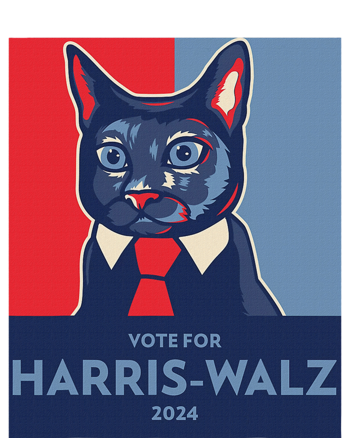 Vote For Harris Waltz 2024 Election Funny Cat Women's Knotted Racerback Tank