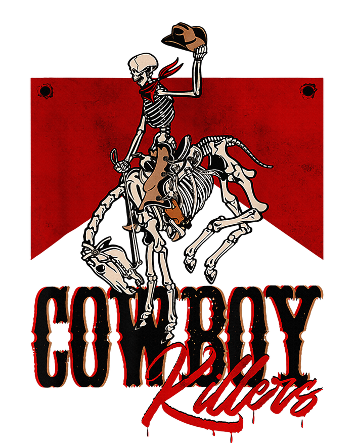 Western Cowboy Vintage Punchy Cowboy Killers Skull Skeleton T-Shirt