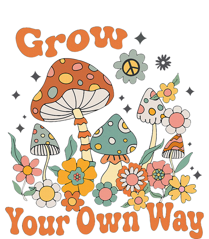 Grow Your Own Way Groovy Mushroom Hippie Flower Button