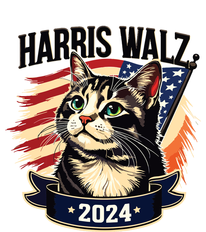 Harris Walz 2024 Funny Cat Kamala Harris Tim Walz Waltz T-Shirt