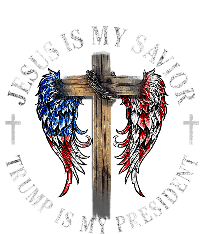 Jesus Is My Savior Trump Is My President 2024 Usa Flag Cross T-Shirt