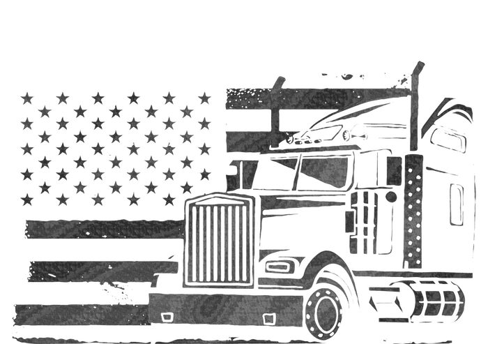 American Flag Semi Truck Driver 18 Wheeler Patriotic Trucker Button