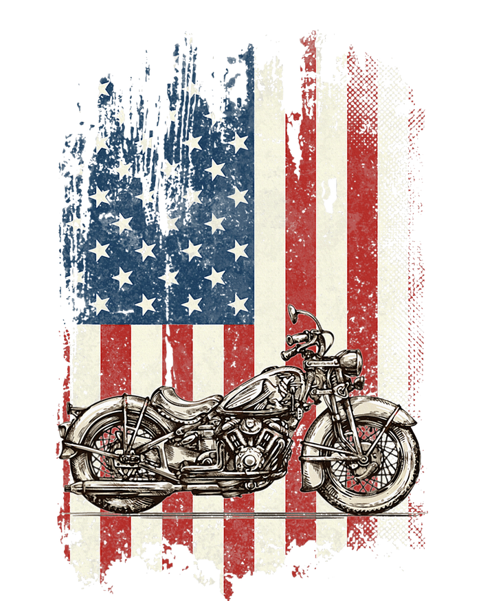 Motorcycle American Flag Distressed Vintage Biker Patriotic Sustainable Bucket Hat