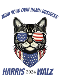 Mind Your Own Damn Business Patriotic Cat Funny Harris Walz T-Shirt