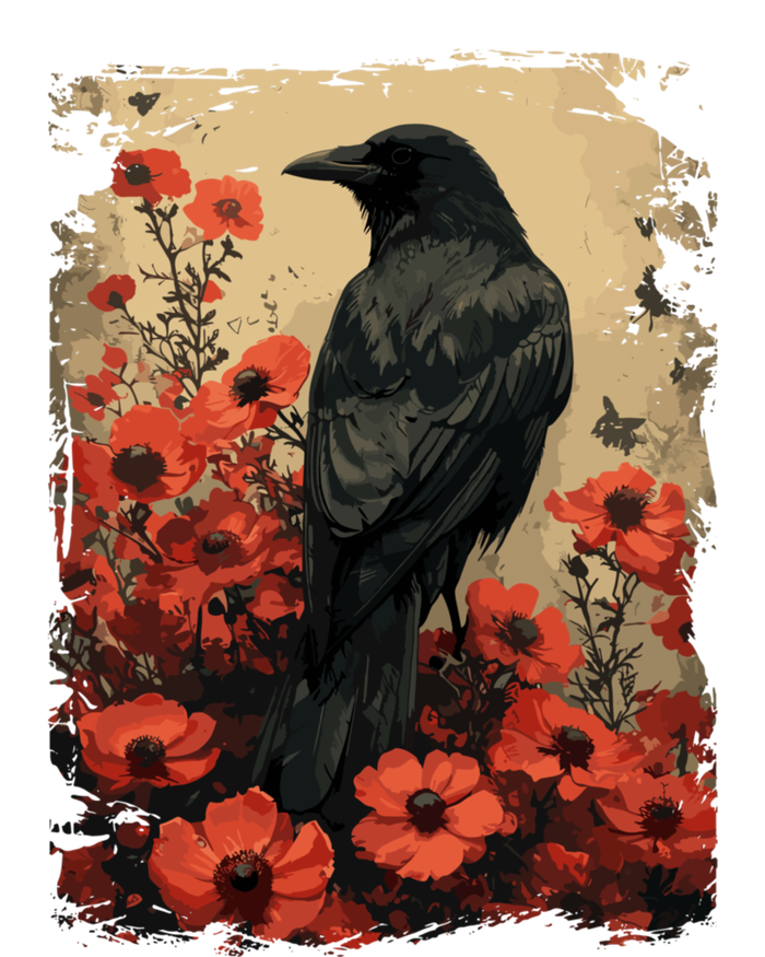 Gothic Raven Rose Enchanted Vintage Floral Crow T-Shirt