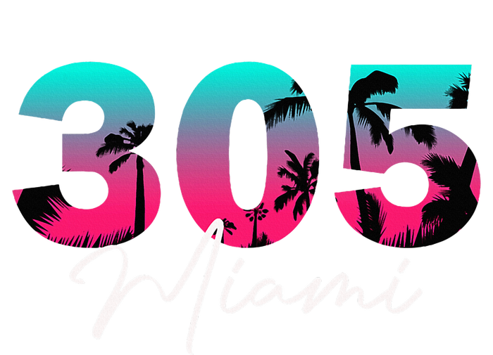 Retro Miami 305 Flamingo Colors Ladies Long Sleeve Shirt