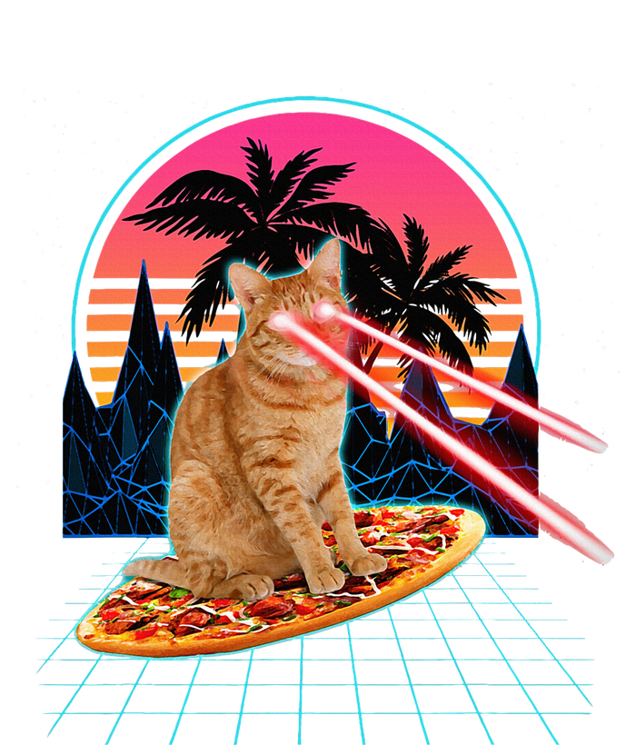 Cat Riding Pizza Laser Eyes 80s Cat In Space Cats Lovers Insulated Varsity Jacket