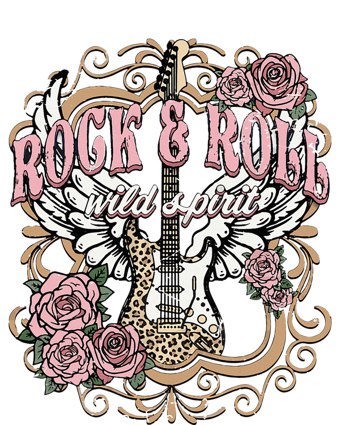 Vintage Rock N Roll Wild Spirit Lets Rock Guitar Floral Tall T-Shirt