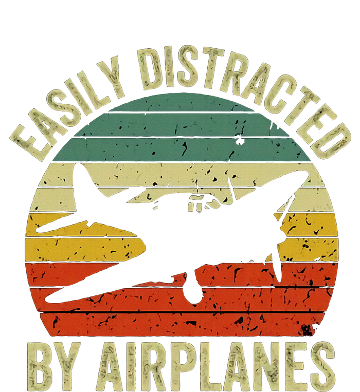 Easily Distracted By Airplanes Lover Pilot Funny Aviation Women's V-Neck T-Shirt