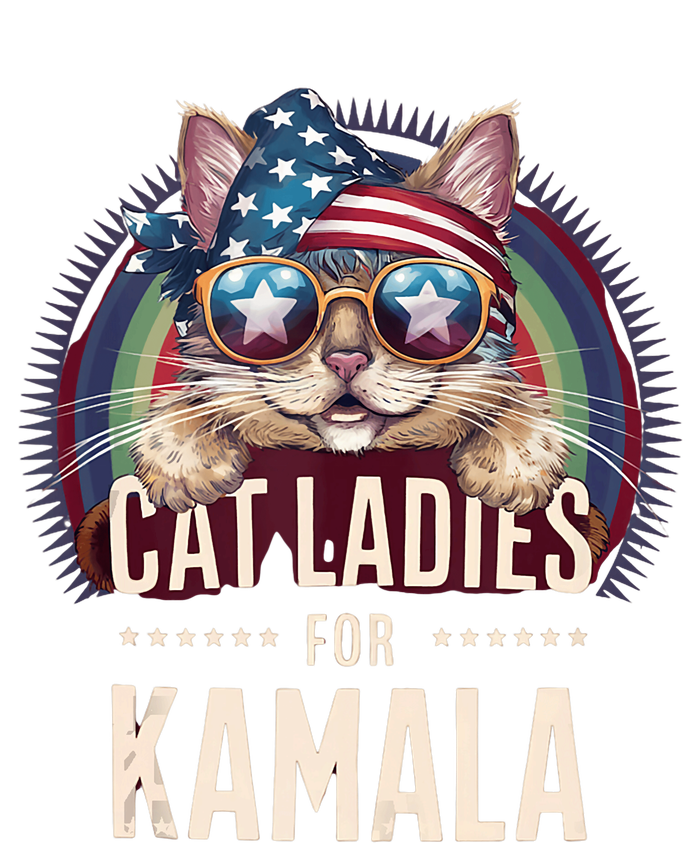 Cat With American Flag Bandana Cat Ladies For Kamala Flat Bill Trucker Hat