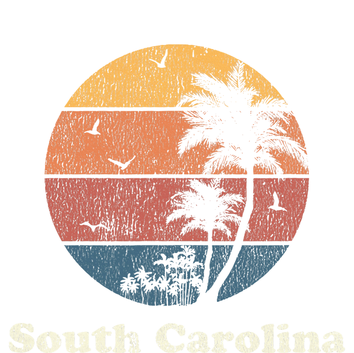 Retro South Carolina Vintage Sunset & Palm Trees Cropped Pullover Crew