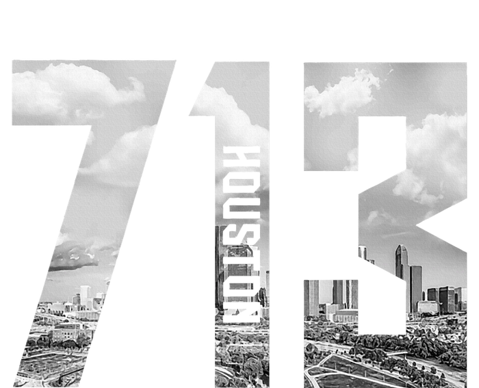 Vintage Houston Texas 713 Area Code Skyline T-Shirt