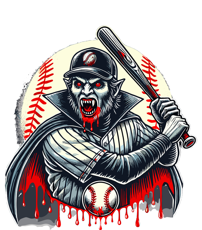 Vampire Baseball Player Funny Halloween Costume Sports Bat T-Shirt