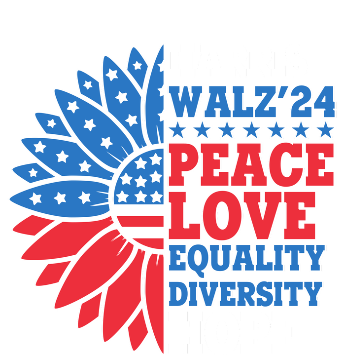 Patriotic Harris Walz Peace Love Equality Diversity Hope 2024 Usa Sunflower T-Shirt