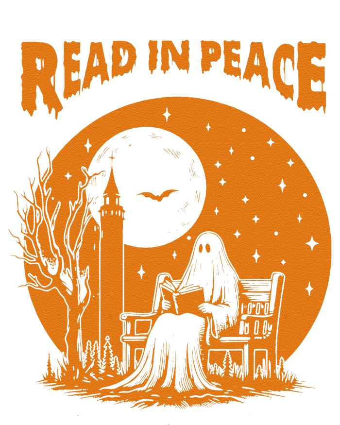 Ghost Reading Book Read In Peace Spooky Teacher Halloween T-Shirt