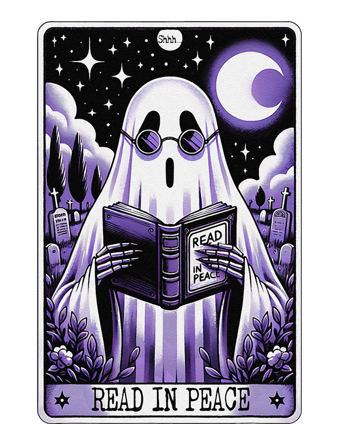 Ghost Reading Book Tarot Card Read In Peace Halloween T-Shirt