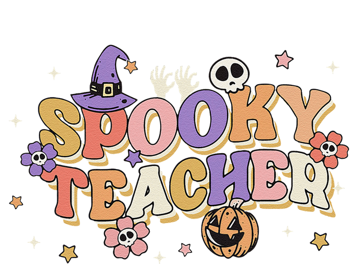 Groovy Ghost Spooky Teacher Retro Hippie Halloween Teach Women's T-Shirt