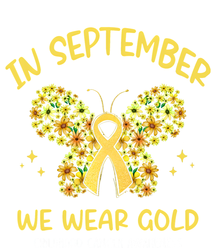 In September We Wear Gold Childhood Cancer Butterfly Gold Ribbon Tall Hoodie