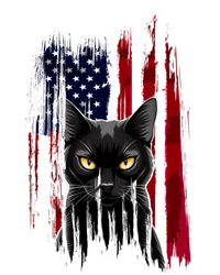 Black Cat Yellow Eyes Patriotic American Flag Kitten Lover Kids Hoodie