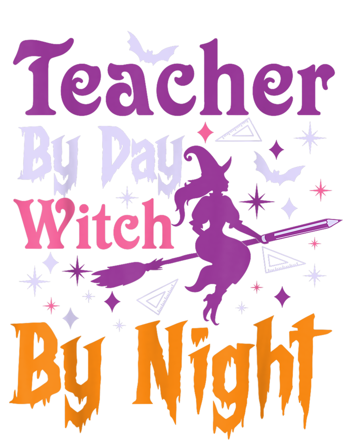 Teacher By Day Witch By Night Halloween Funny Teacher Full-Length Apron With Pockets