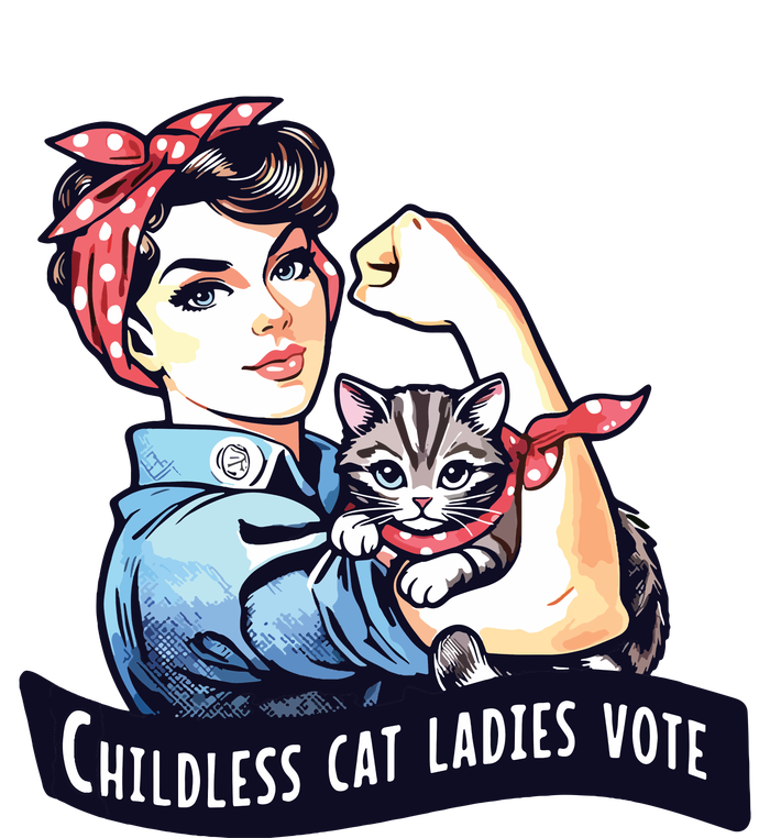 Childless Cat Ladies Vote Rosie The Riveter Election 2024 Aluminum Water Bottle