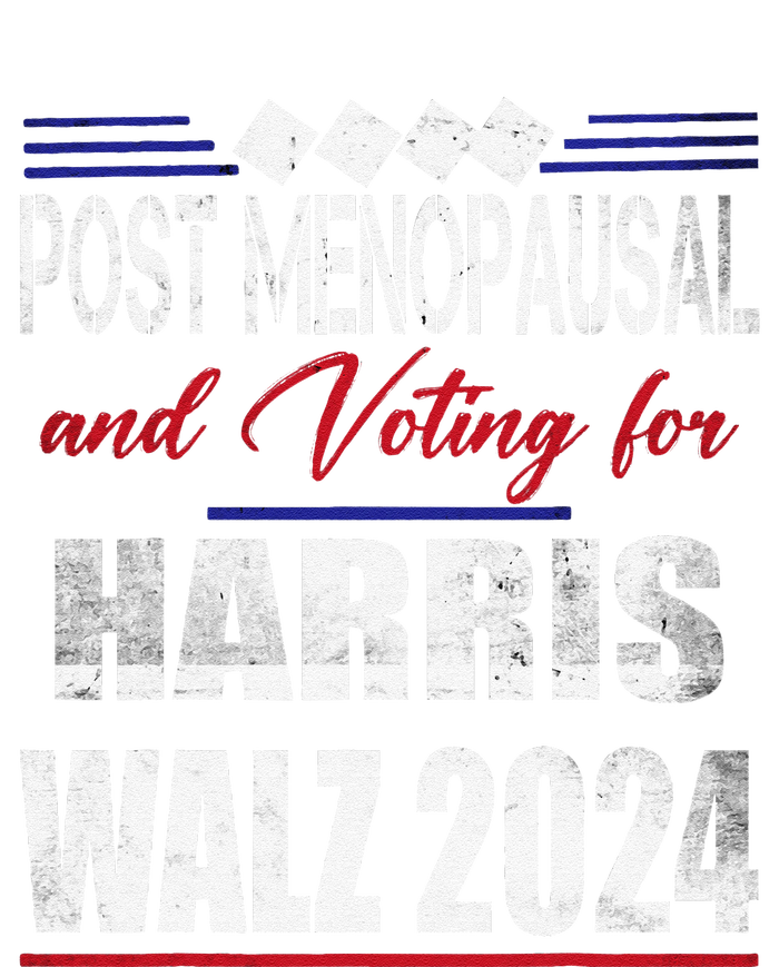 Post Menopausal And Voting For Harris Walz 24 Vintage Font Striped Beanie with Solid Band