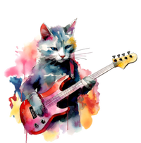 Cat Playing Bass Guitar Watercolor Graphic Design T-Shirt