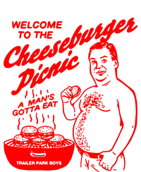 Welcome To The Cheeseburger Picnic A ManS Gotta Eat Trailer Park Valucap Bio-Washed Visor