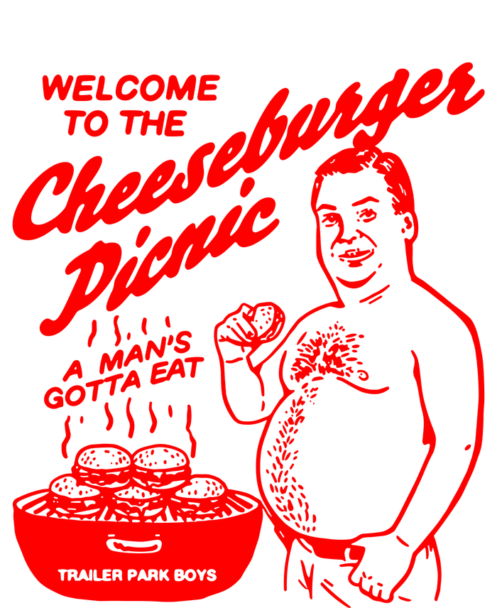 Welcome To The Cheeseburger Picnic A ManS Gotta Eat Trailer Park Valucap Bio-Washed Visor