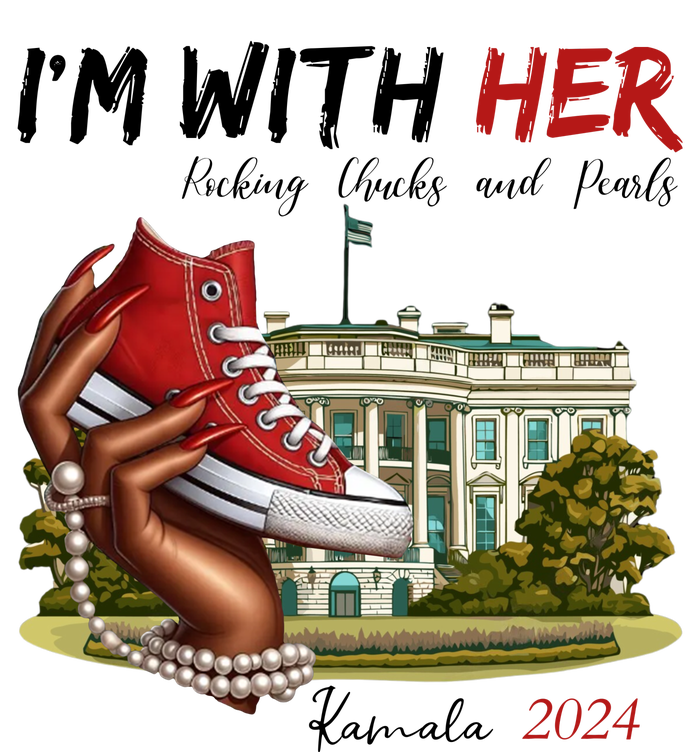 Im With Her Chucks And Pearls Kamala Harris White House 2024 T-Shirt