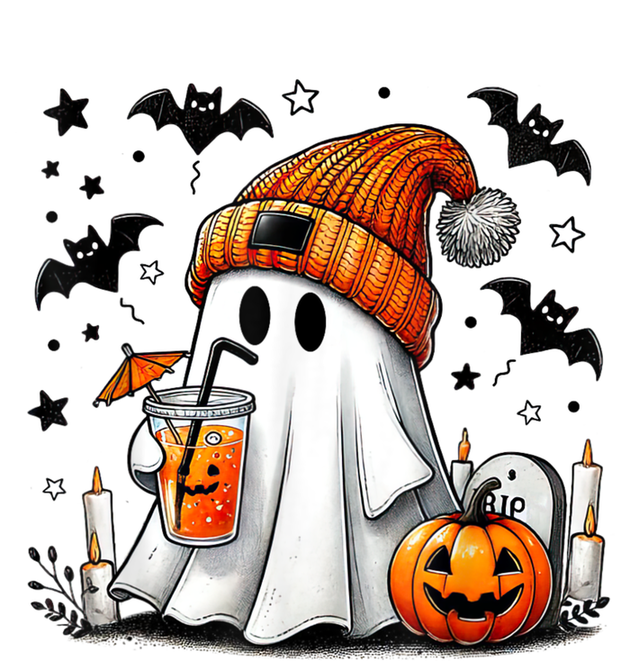 Cute Ghost Drinking Coffee Halloween Ghost Coffee Platinum Collection Golf Towel