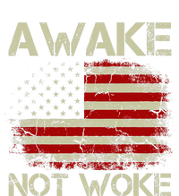 Vintage Old American Flag Awake Not Woke Cropped Pullover Crew