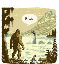 Funny Bigfoot Sasquatch Loch Ness Monster Introvert Bruh Striped Beanie with Solid Band