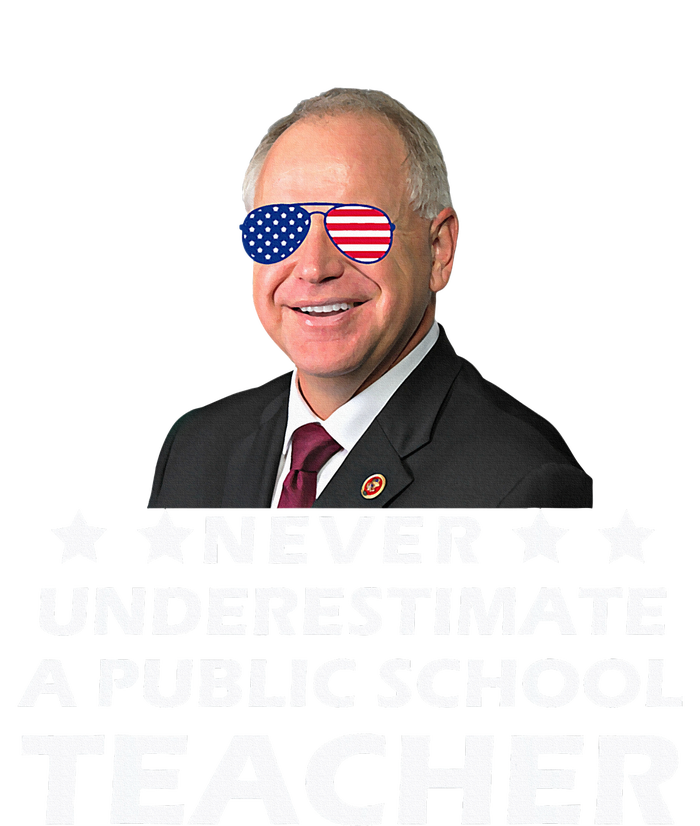 Never Underestimate A Public School Teacher Tim Walz 2024 Tall Long Sleeve T-Shirt